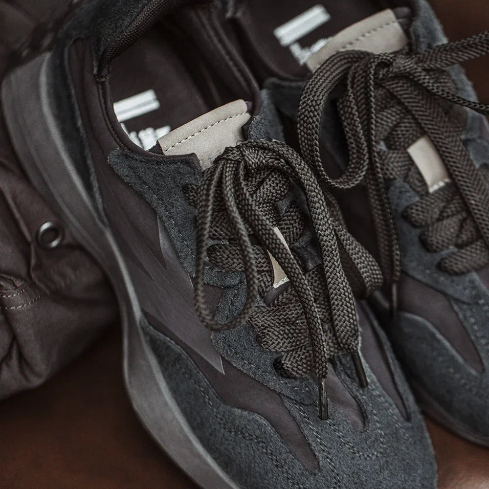  Men's Vintage Black Suede Chunky Sneakers