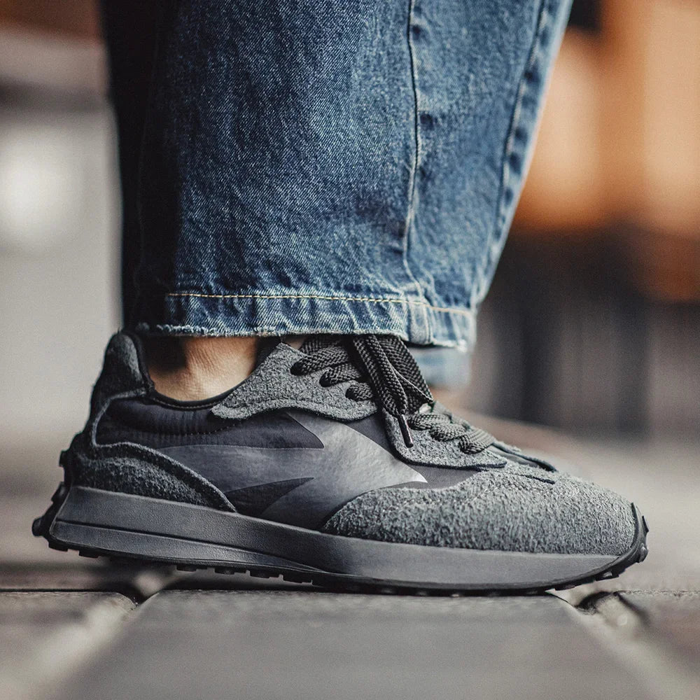  Men's Vintage Black Suede Chunky Sneakers