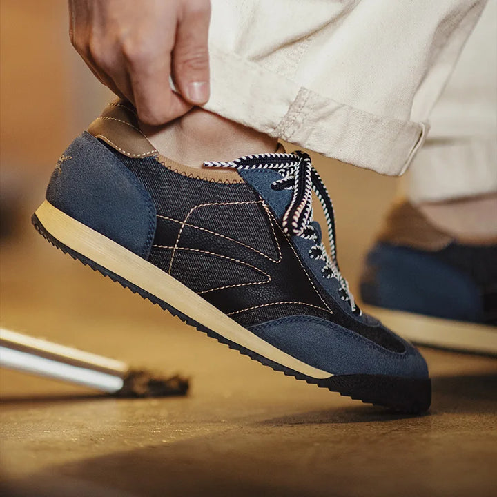 Men's Vintage Denim Patchwork Training Sneakers