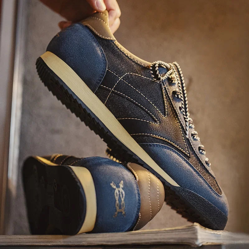 Men's Vintage Denim Patchwork Training Sneakers