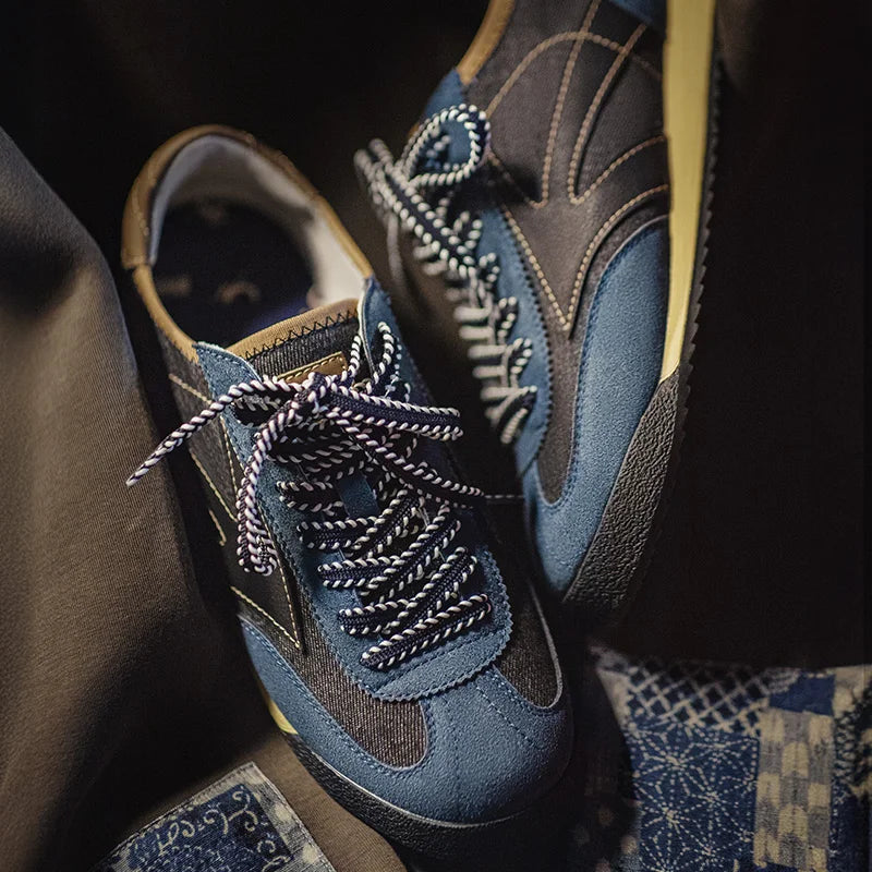 Men's Vintage Denim Patchwork Training Sneakers