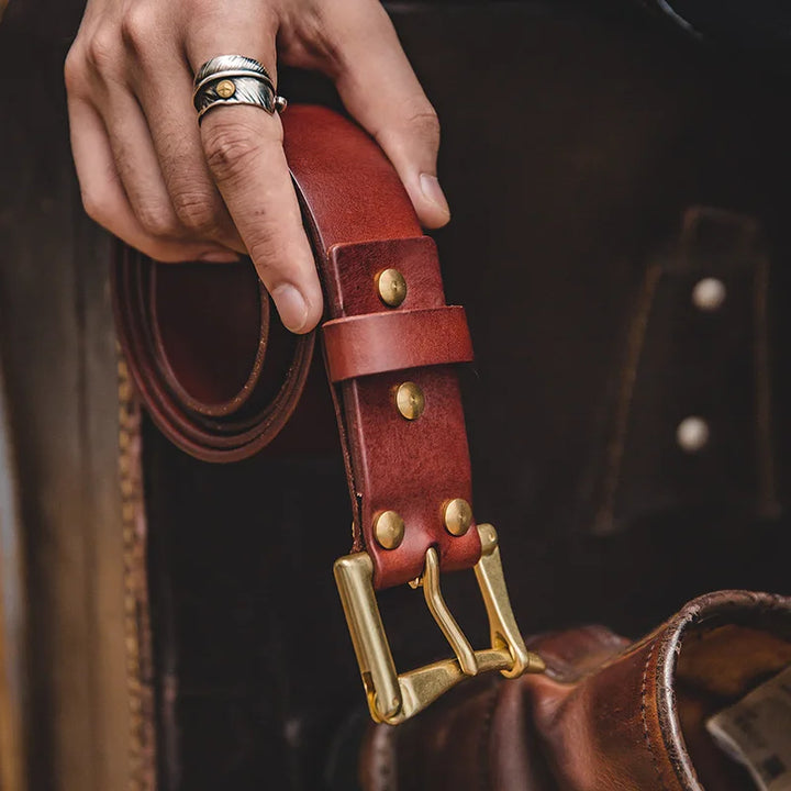  Men's Vintage Genuine Leather Belt