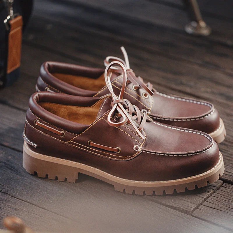 Men's Vintage Leather Boat Shoes