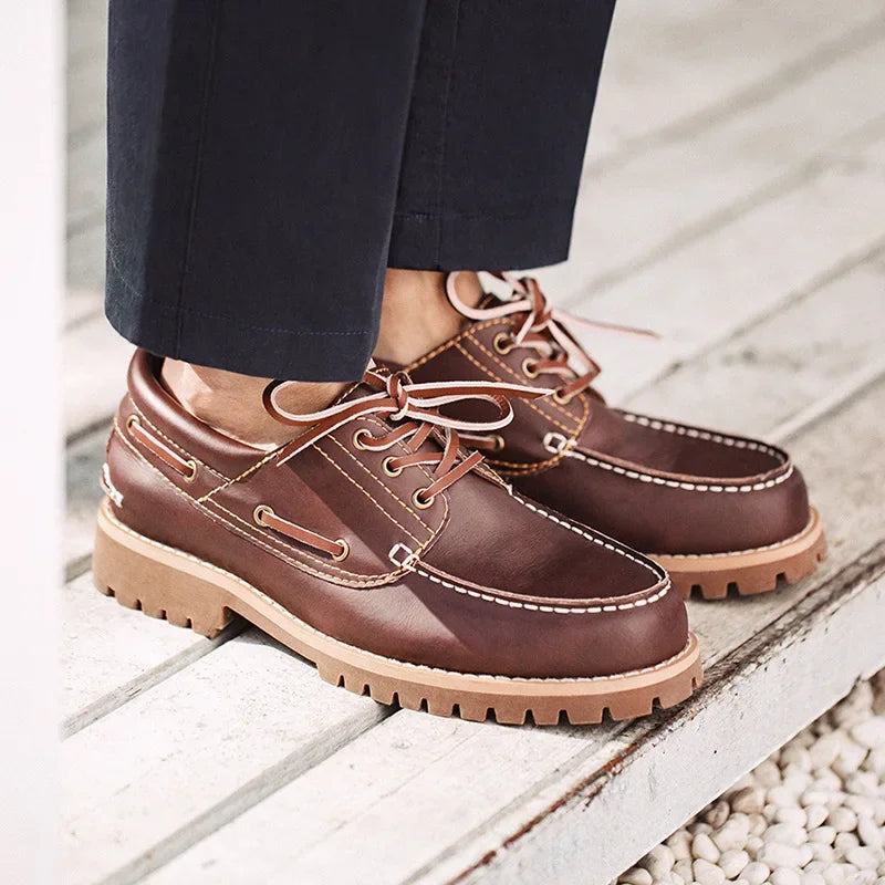 Men's Vintage Leather Boat Shoes