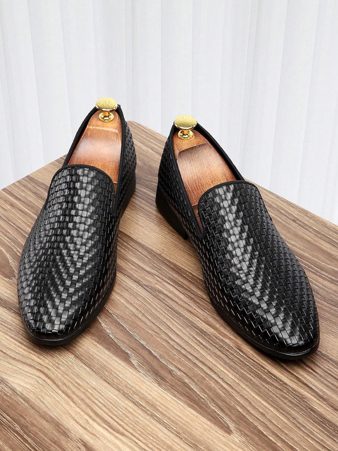 Men's Woven Leather Dress Loafers