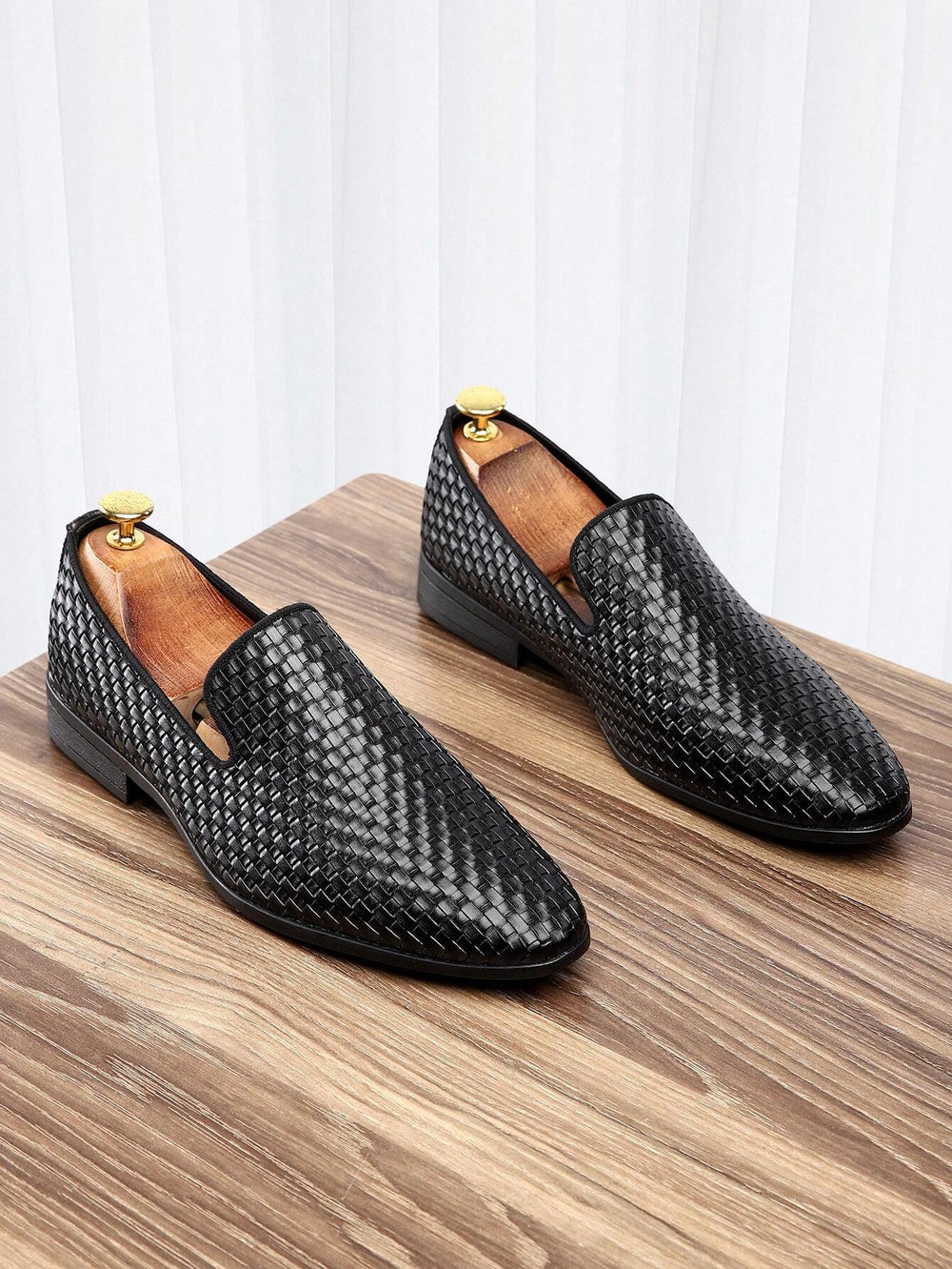 Men's Woven Leather Dress Loafers