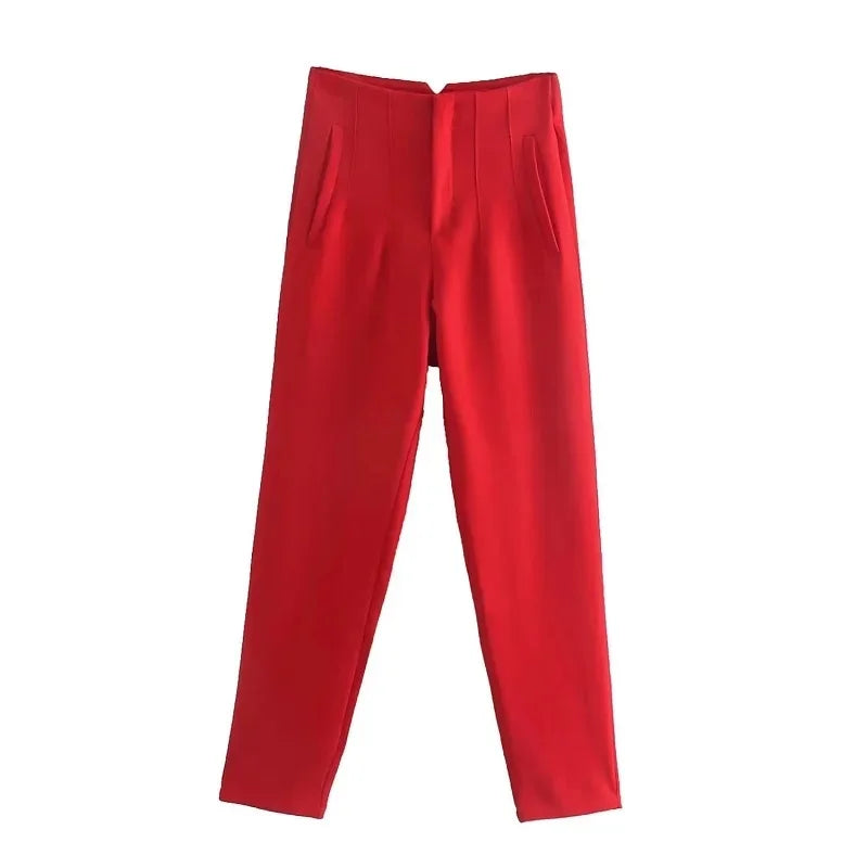 Minimalist High-Waisted Straight Leg Trousers