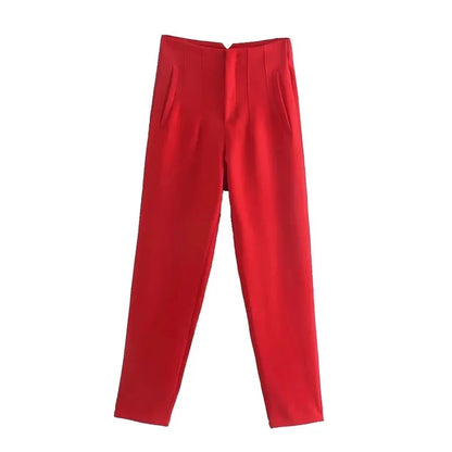 Minimalist High-Waisted Straight Leg Trousers