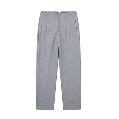 Minimalist High-Waisted Straight Leg Trousers