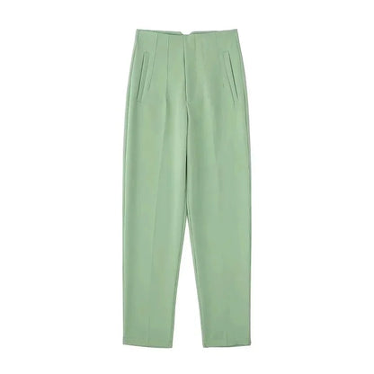 Minimalist High-Waisted Straight Leg Trousers