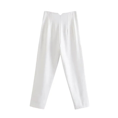 Minimalist High-Waisted Straight Leg Trousers