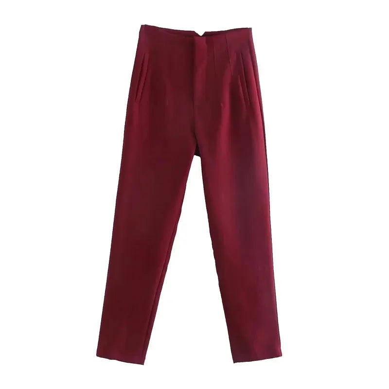Minimalist High-Waisted Straight Leg Trousers