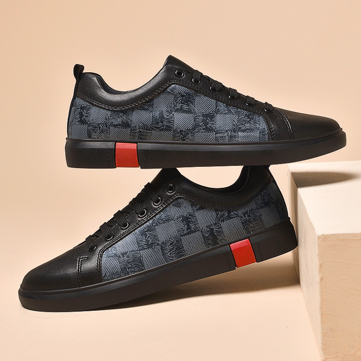 Modern Checkered Low-Top Leather Sneakers