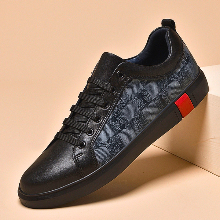 Modern Checkered Low-Top Leather Sneakers