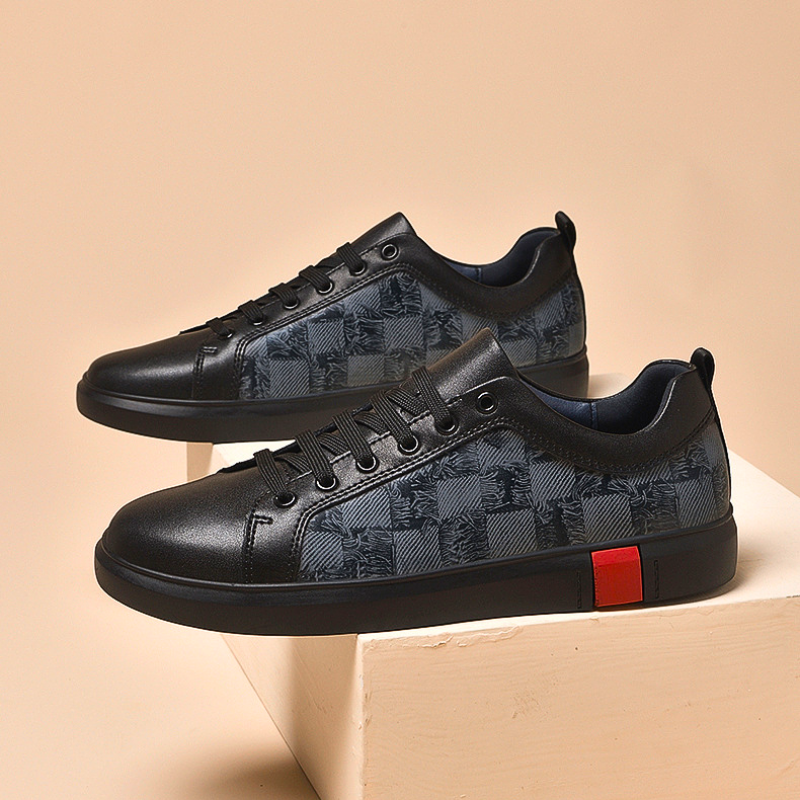 Modern Checkered Low-Top Leather Sneakers