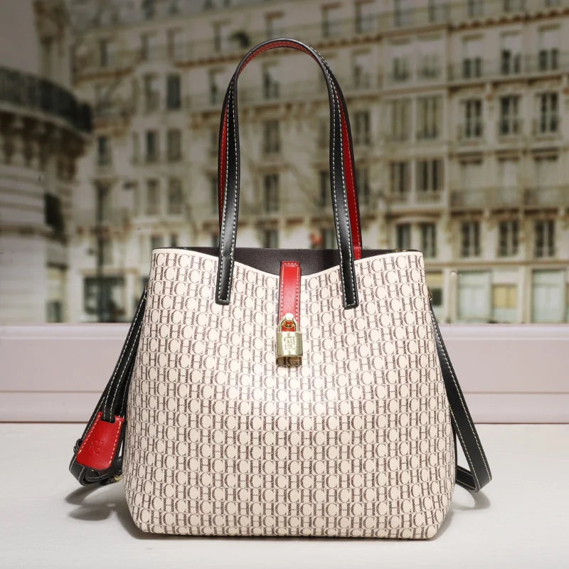  Monogram Leather Trim Tote Bag