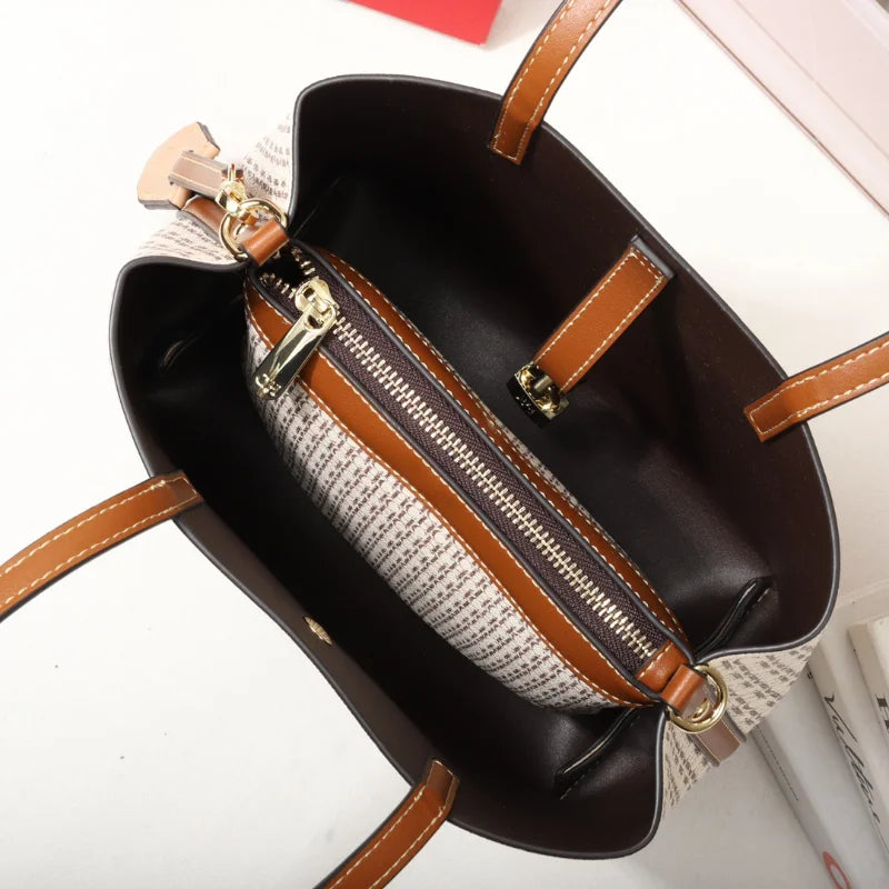  Monogram Leather Trim Tote Bag