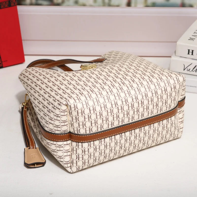  Monogram Leather Trim Tote Bag