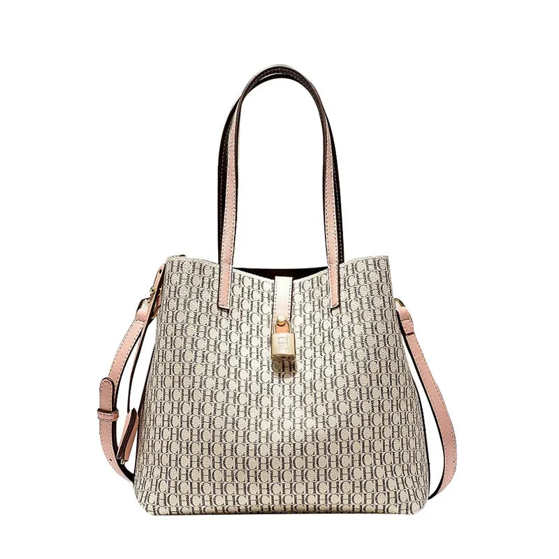  Monogram Leather Trim Tote Bag