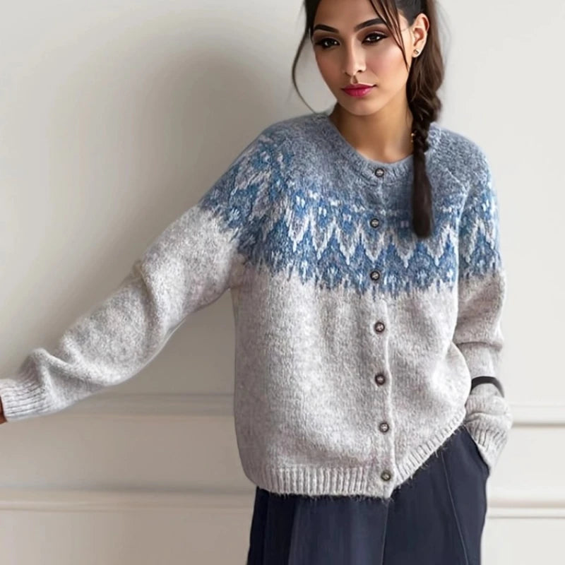Nordic Knit Round Neck Cardigan