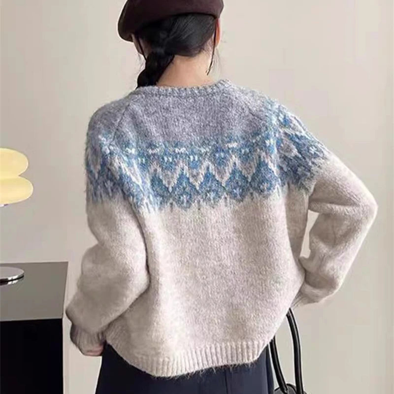 Nordic Knit Round Neck Cardigan