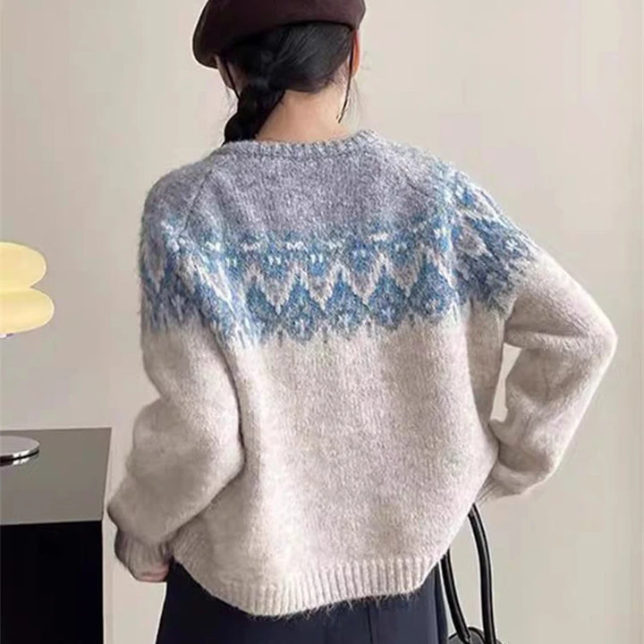 Nordic Knit Round Neck Cardigan