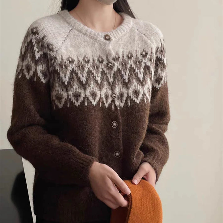 Nordic Knit Round Neck Cardigan