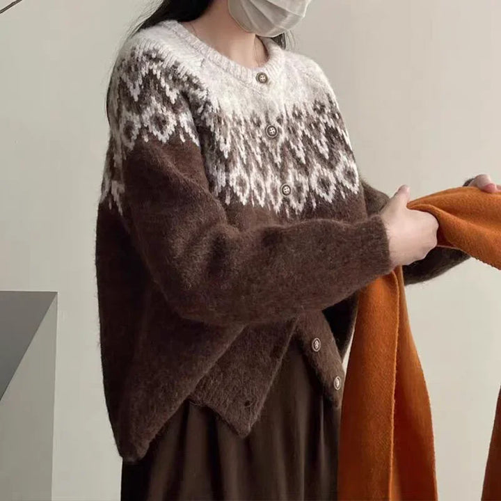 Nordic Knit Round Neck Cardigan