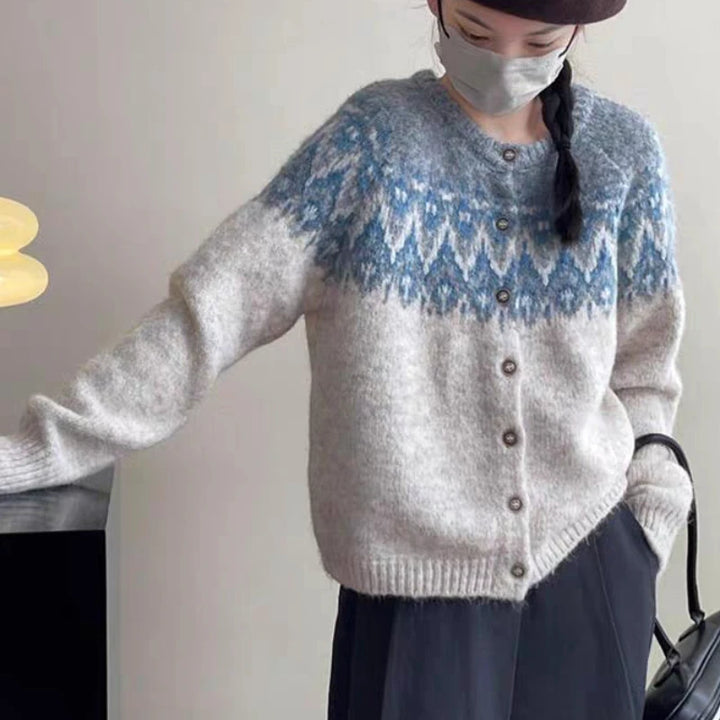 Nordic Knit Round Neck Cardigan