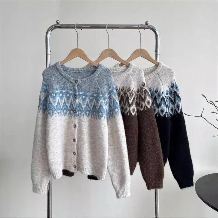 Nordic Knit Round Neck Cardigan