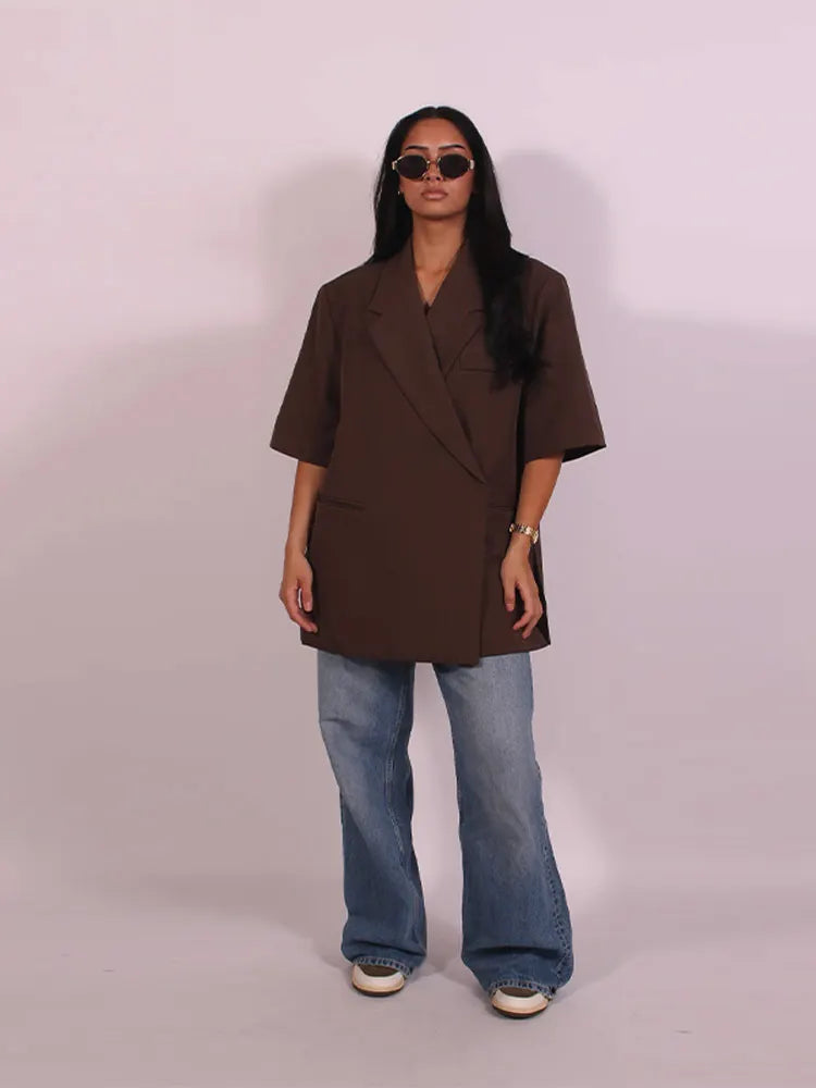 Oversized Short Sleeve Blazer Set