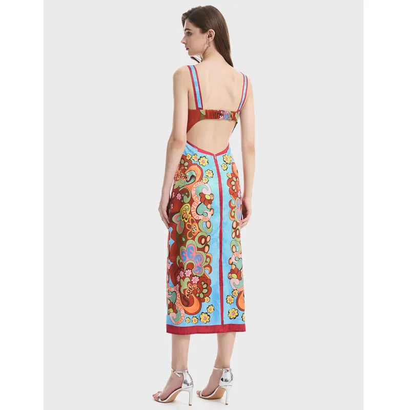 Paisley Print Bodycon Midi Dress
