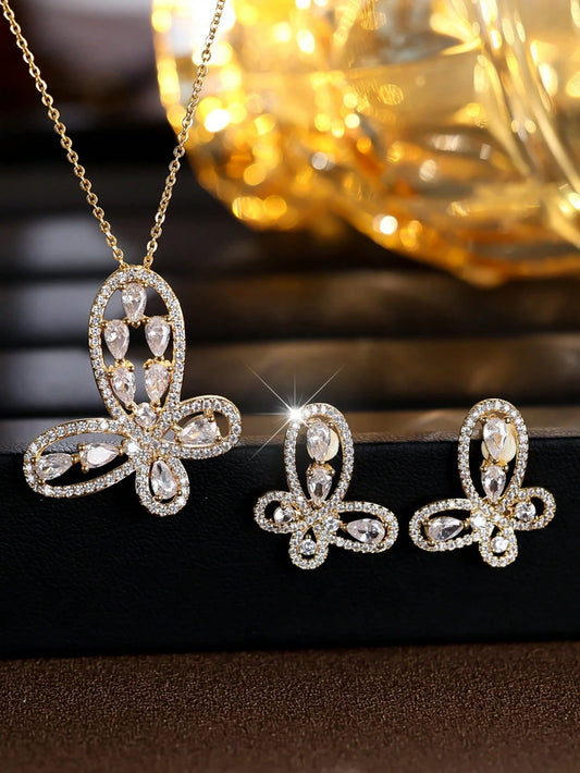 Pavé Crystal Butterfly Jewelry Set