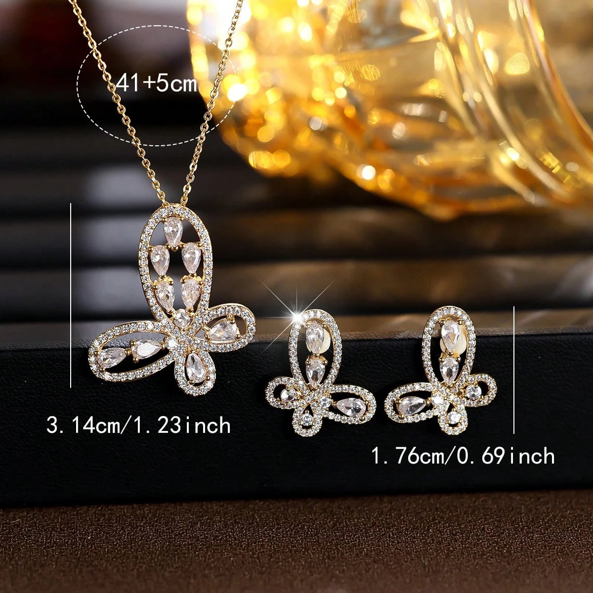 Pavé Crystal Butterfly Jewelry Set