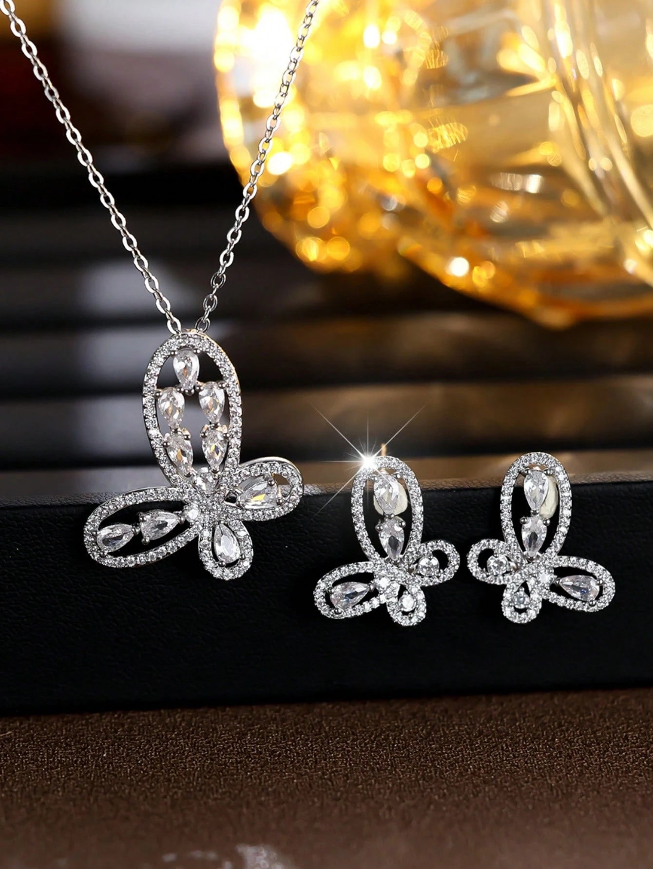 Pavé Crystal Butterfly Jewelry Set