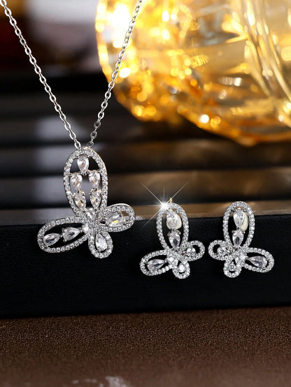Pavé Crystal Butterfly Jewelry Set