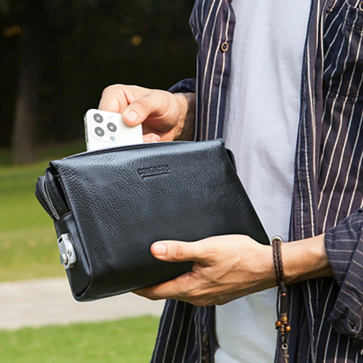 Pebbled Leather Hand Strap Clutch