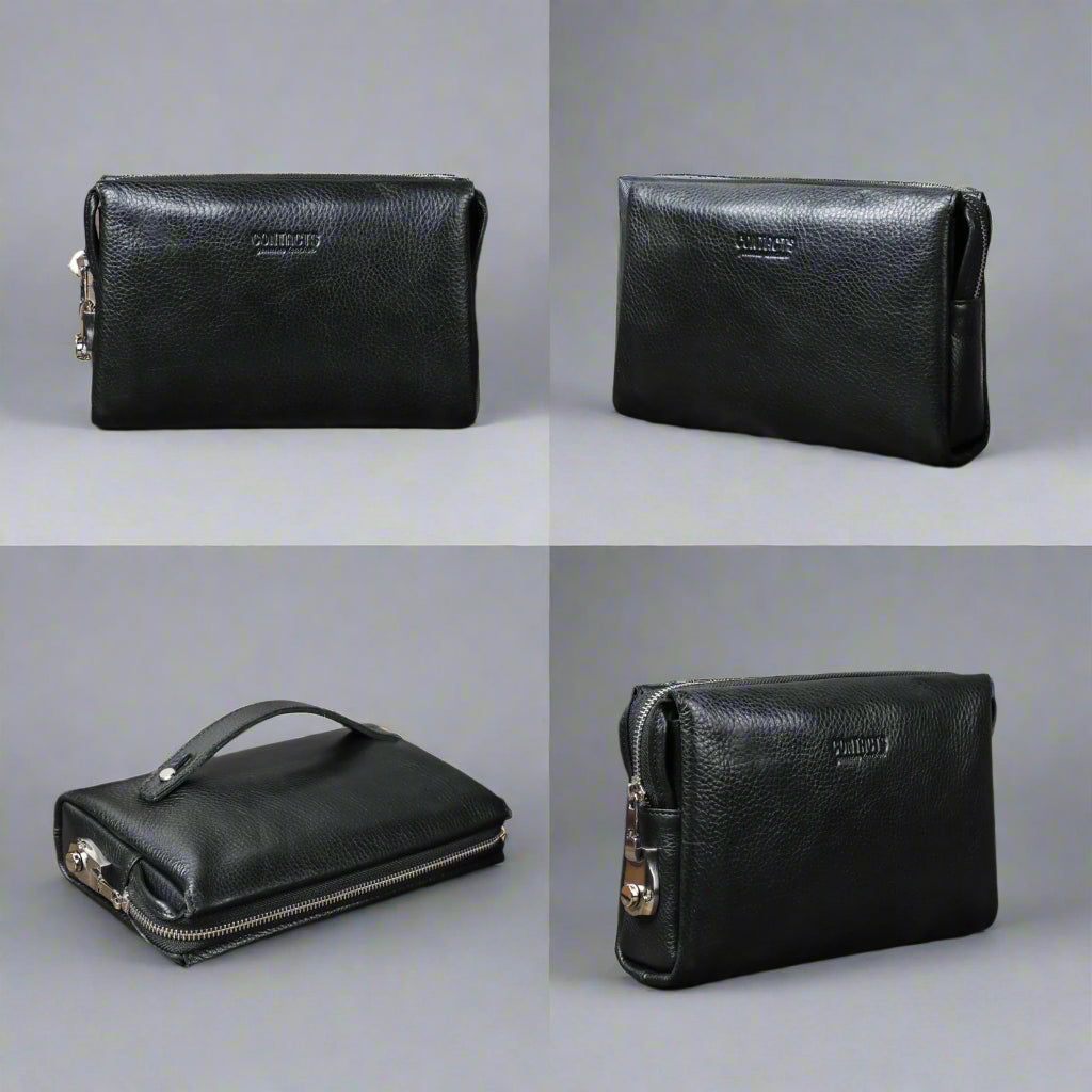 Pebbled Leather Hand Strap Clutch