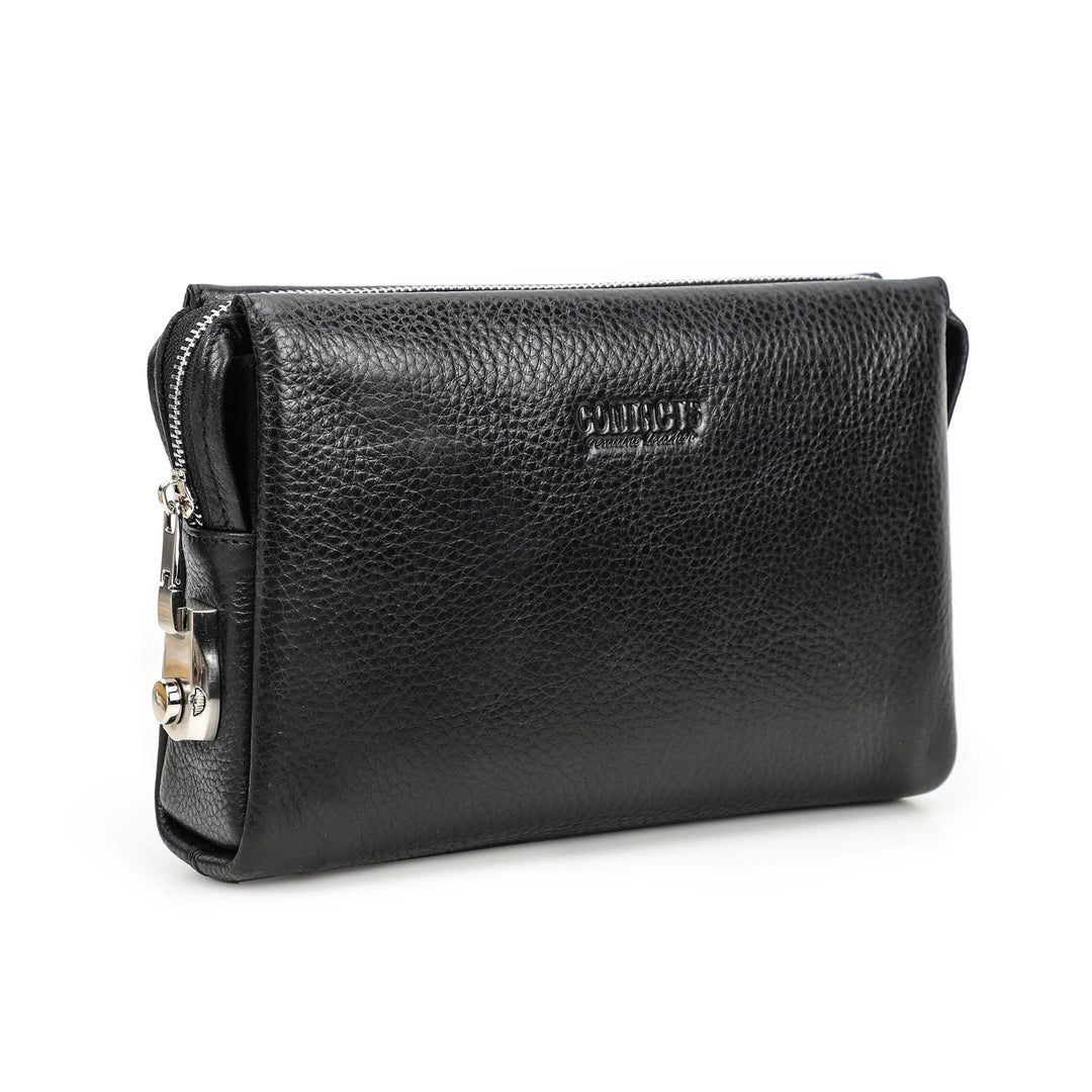 Pebbled Leather Hand Strap Clutch