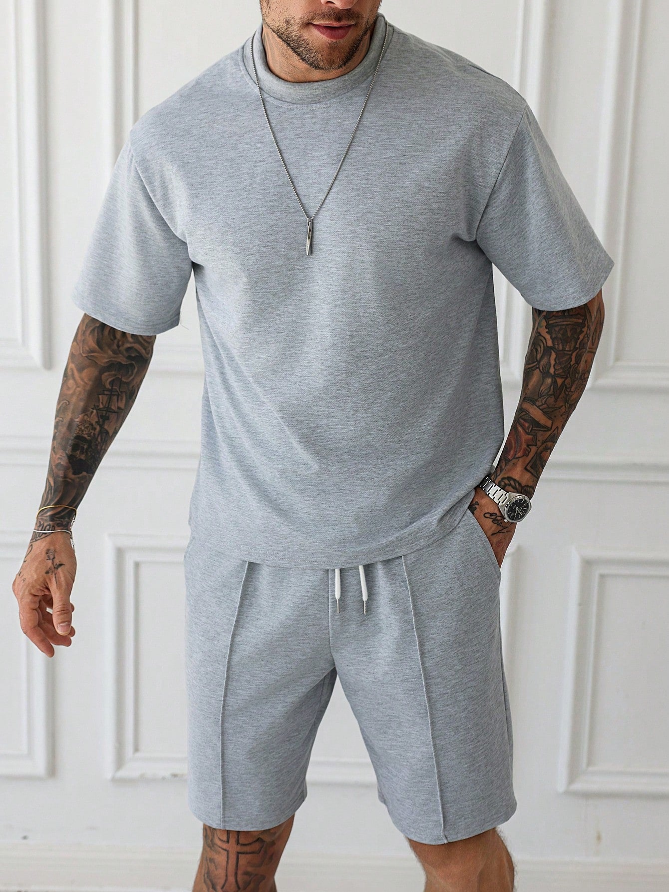 Pintuck Lounge Shorts Set