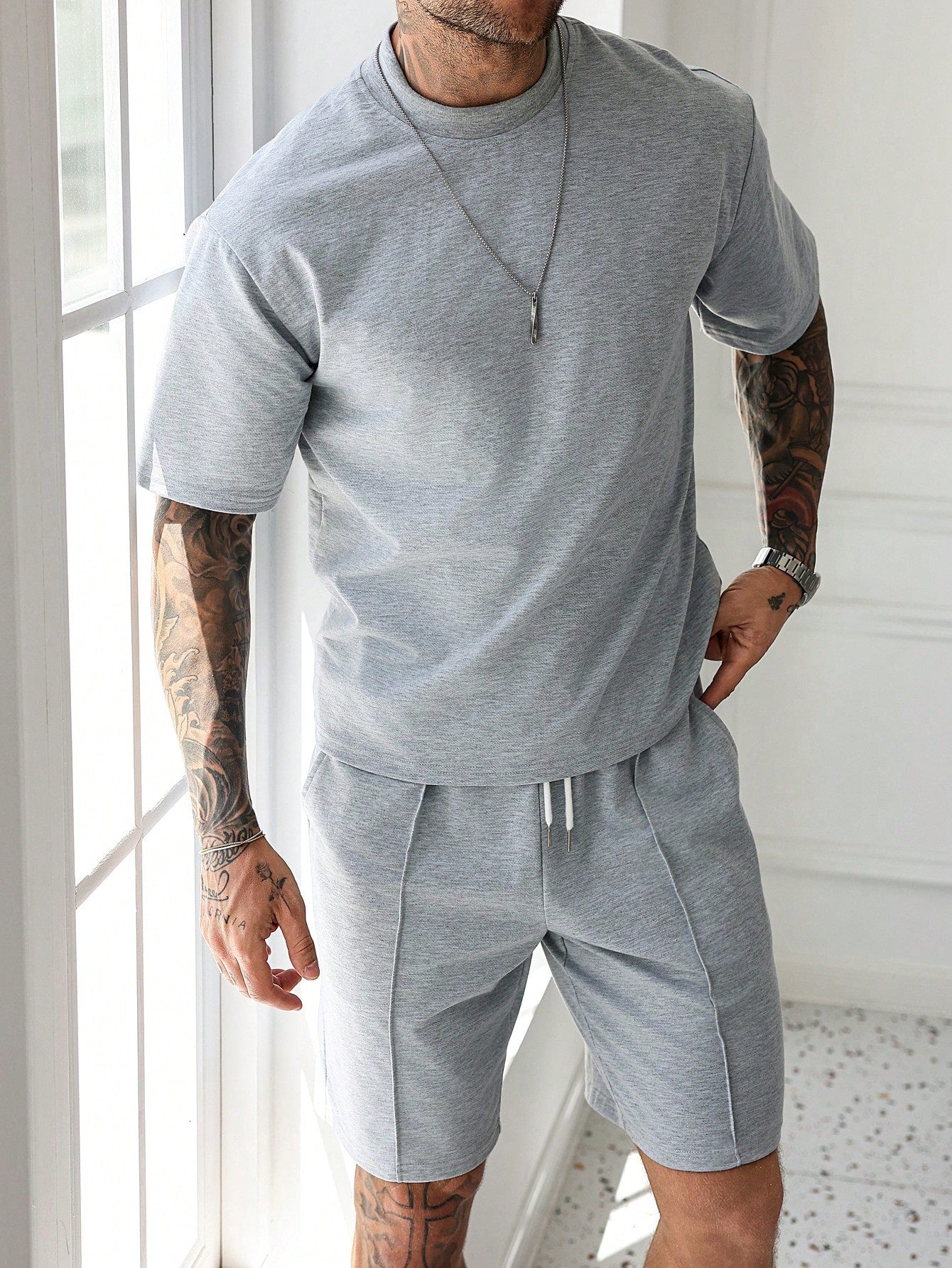 Pintuck Lounge Shorts Set