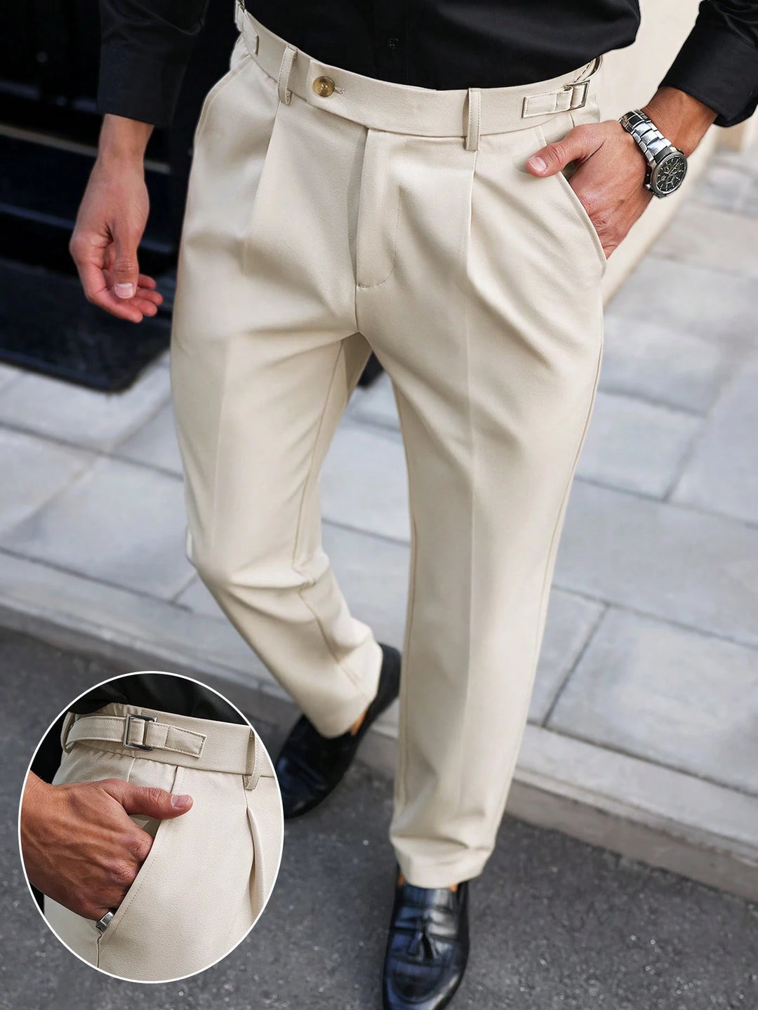 Pleated Gurkha Tapered Trousers