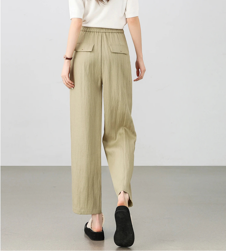 Pleated Linen Wide-Leg Trousers