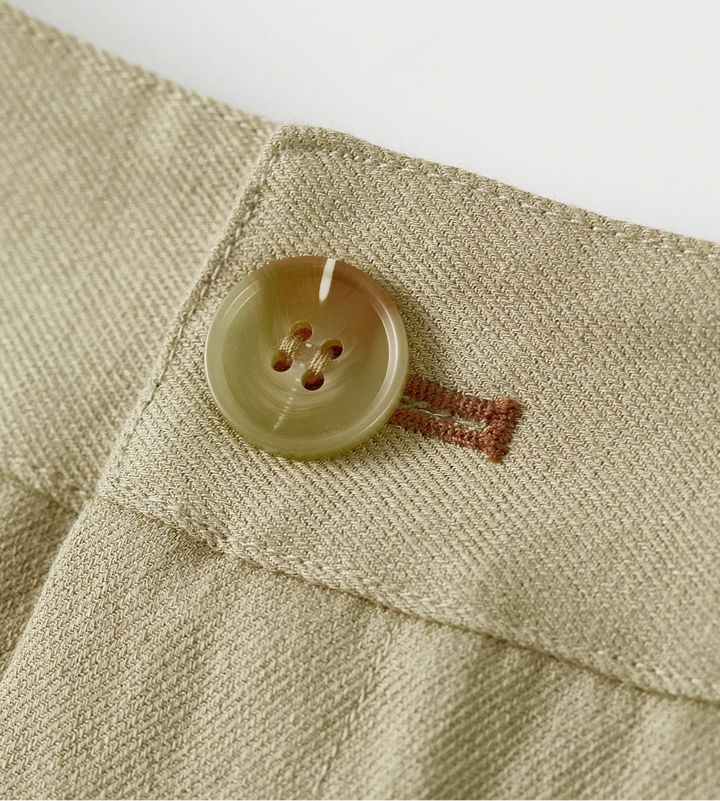 Pleated Linen Wide-Leg Trousers