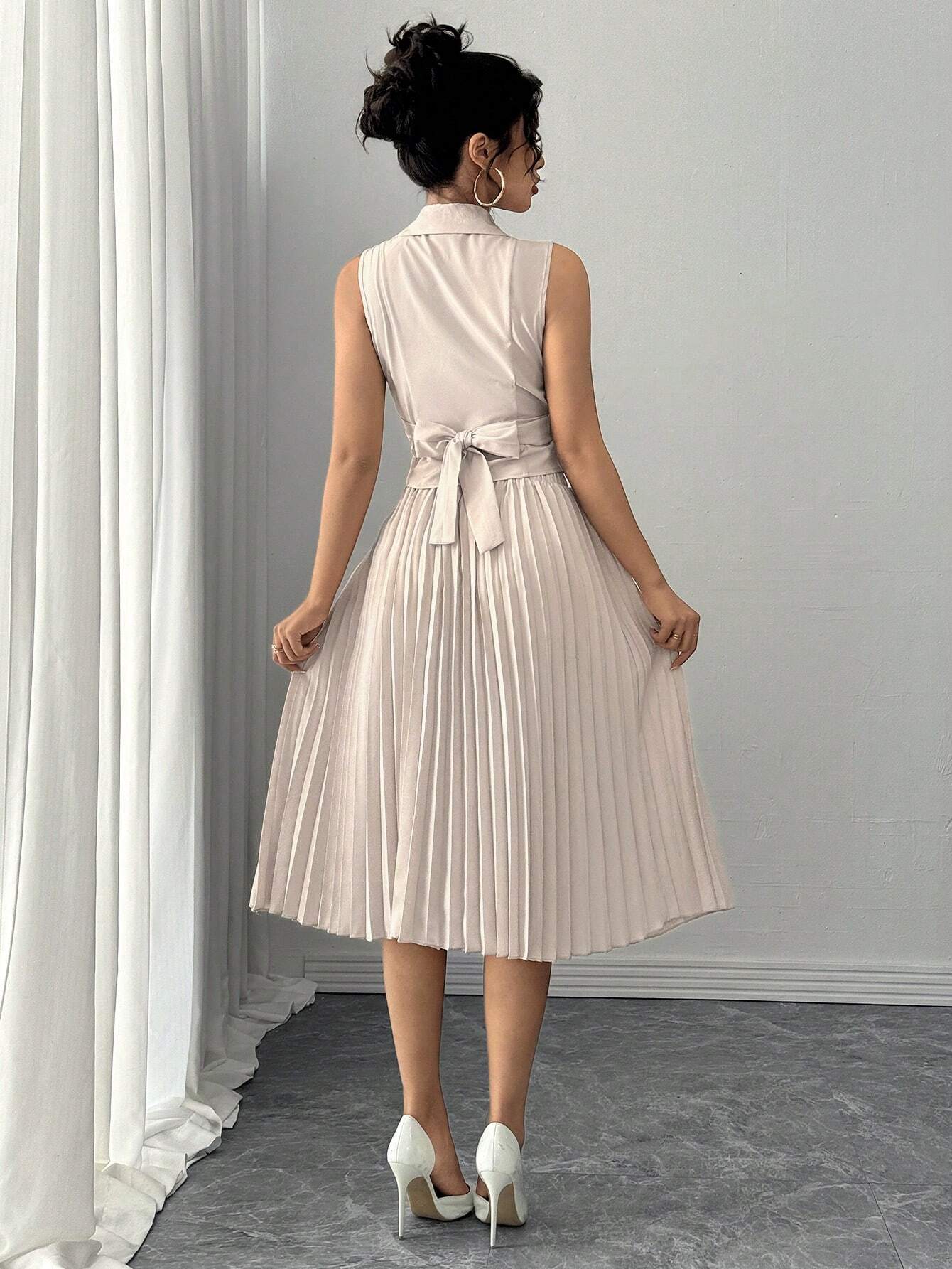  Pleated Skirt and Wrap Waistcoat Set