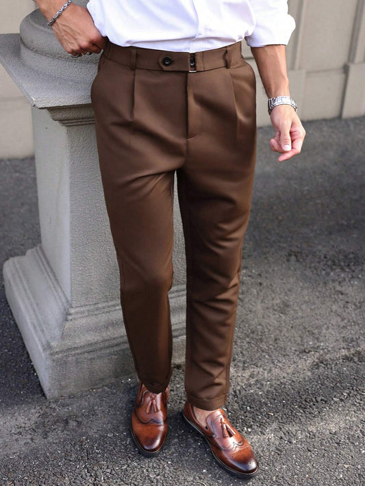 Pleated Tapered Ankle Trousers