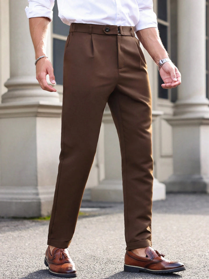 Pleated Tapered Ankle Trousers