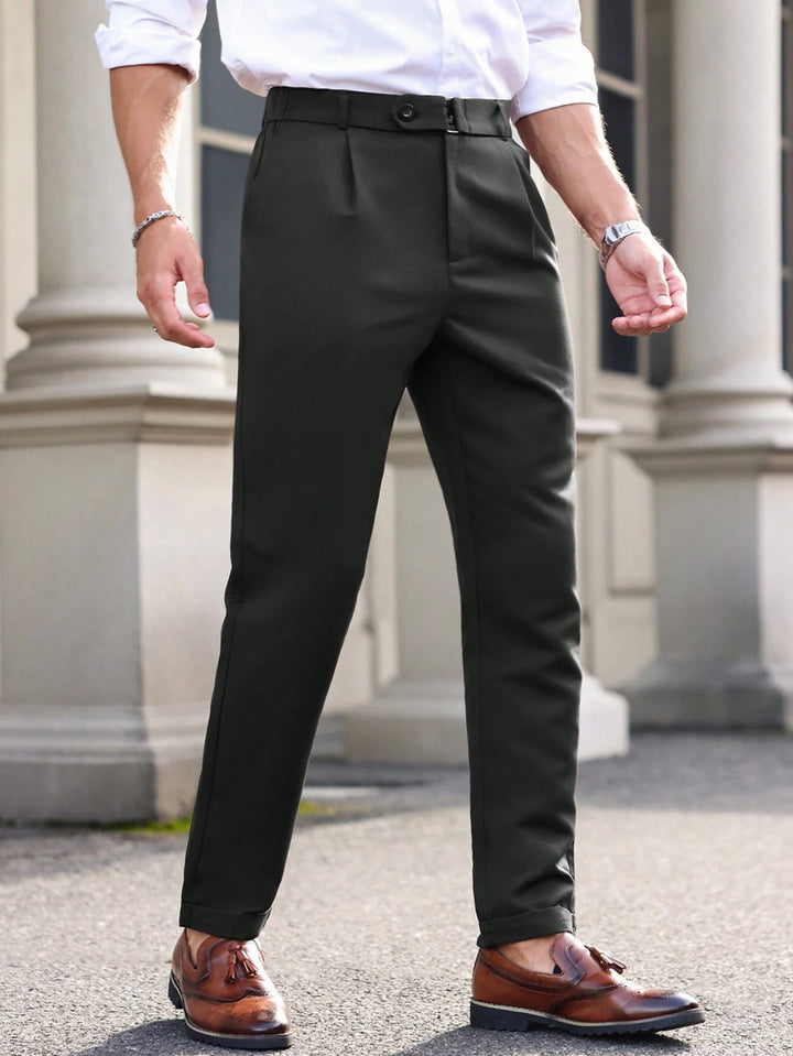 Pleated Tapered Ankle Trousers