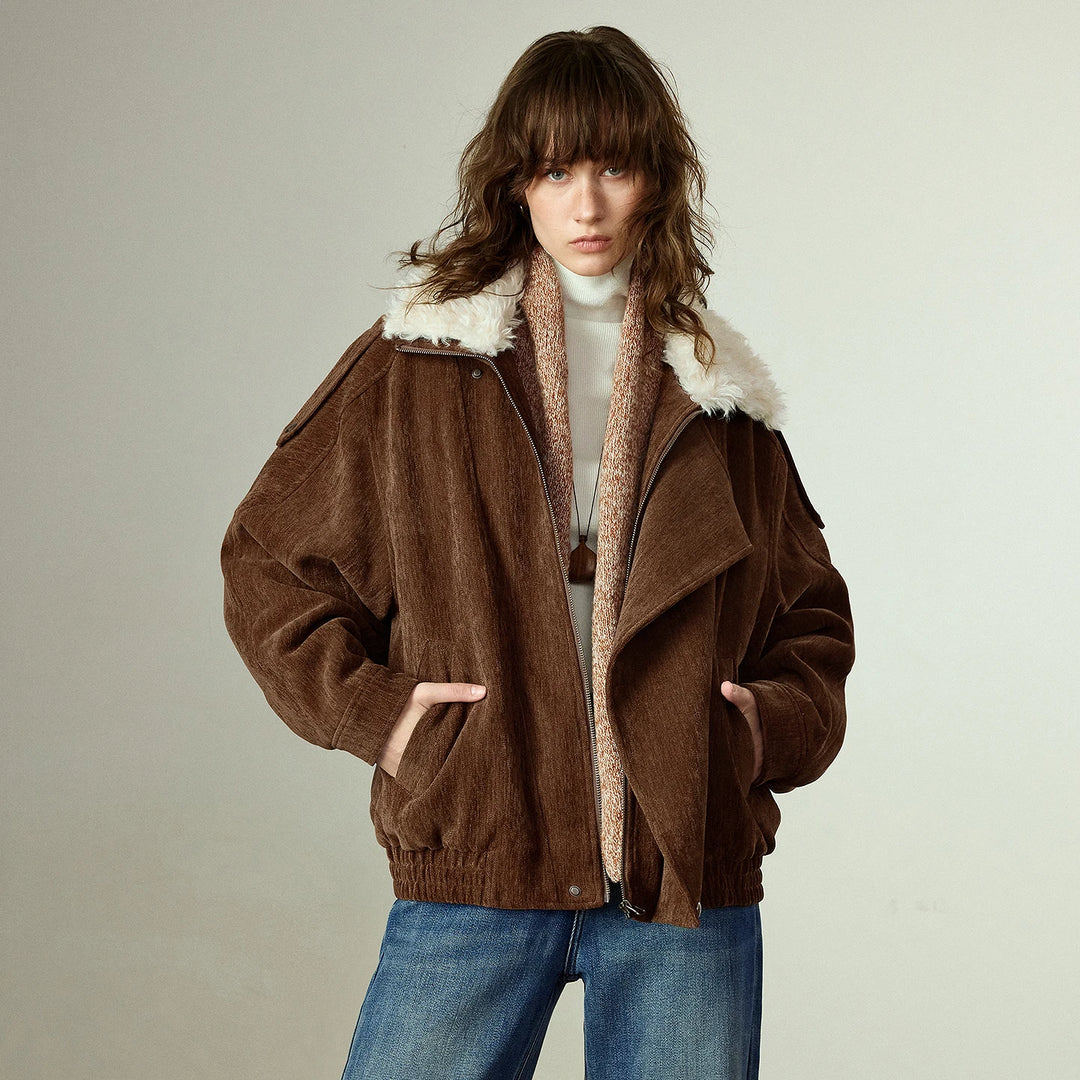 Plush Collar Padded Winter Jacket