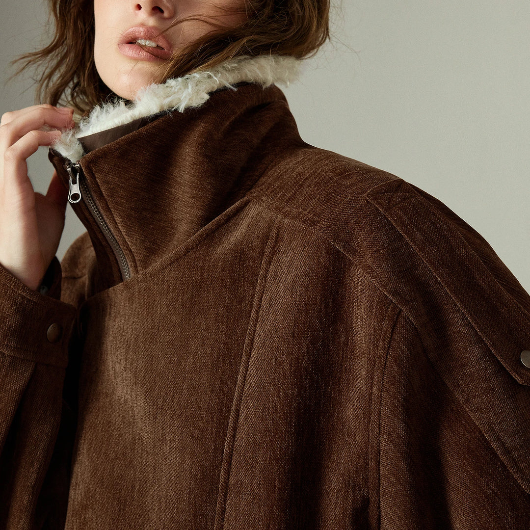 Plush Collar Padded Winter Jacket